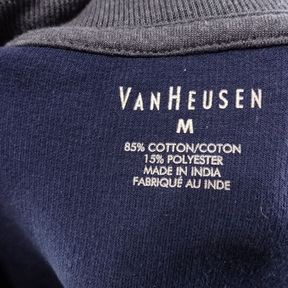 VAN HEUSEN BLUE 1/4 ZIP UP PULLOVER SWEATER MENS SIZE M MEDIUM - Picture 5 of 5